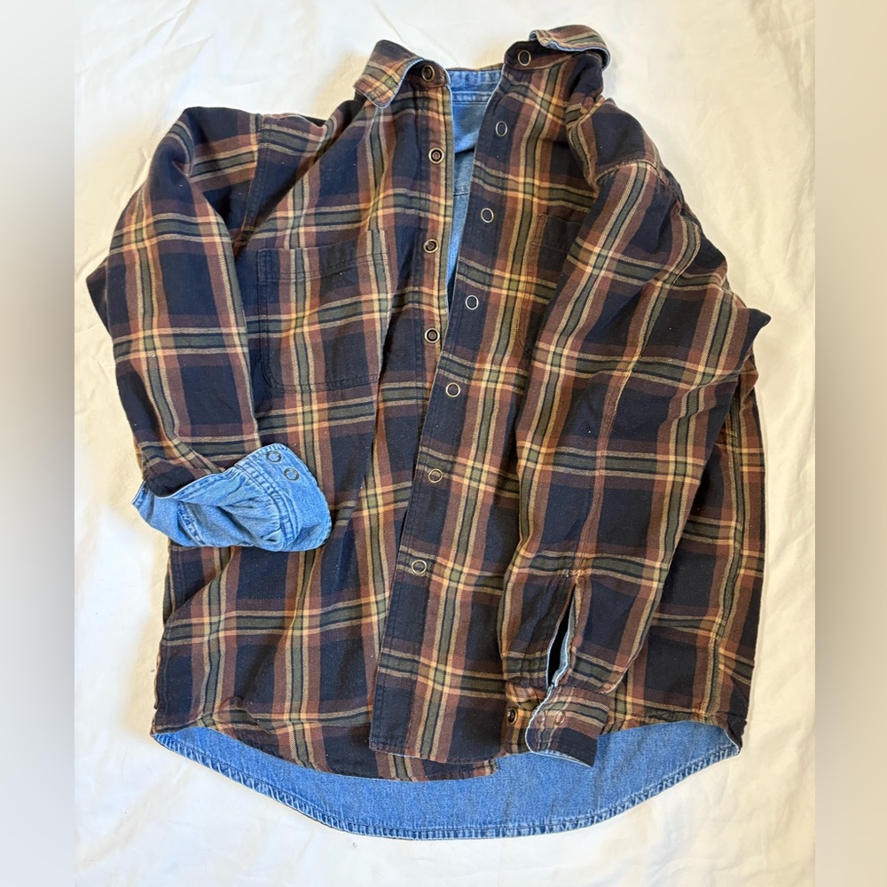 Vintage Reversible Chore Coat | Barn Jacket – Denim & Flannel – M - Picture 4 of 4